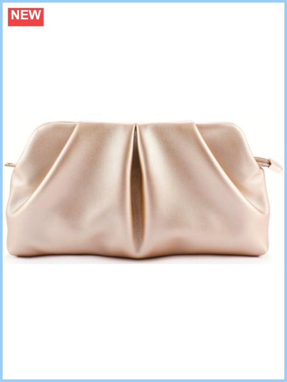 Pleated PU Clutch Purse Detachable Chain Dressy Formal Evening Handbag